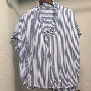 Blue and White Striped Men's Shirt